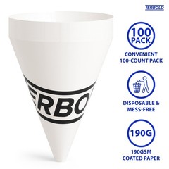 100pcs Disposable Paper Funnels for Motor Oil, Windshield Fluid, 10oz White