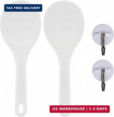 Rice Paddle Set with Hooks, 2 Pack Non Stick Rice Paddle and Rice Spoon, Rice Sc