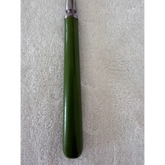 Vintage Unbranded MCM Granny Meat Fork Long Green Handle Stainless Steel Japan