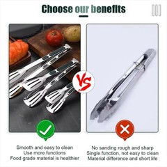Stainless Steel Steak Clamp Food Bread Meat Clip Tongs BBQ Kitchen Cooking Tools