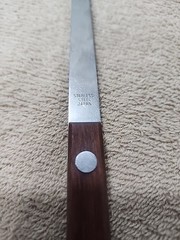 Unbranded Stainless Slotted Spatula Strainer Wood 12″ Scalloped Curved Japan