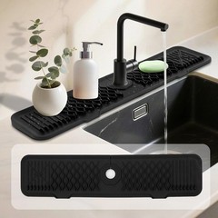 24 Inch Faucet Mat For Kitchen Sink ，5°Slope Fast Draining Silicone Mat