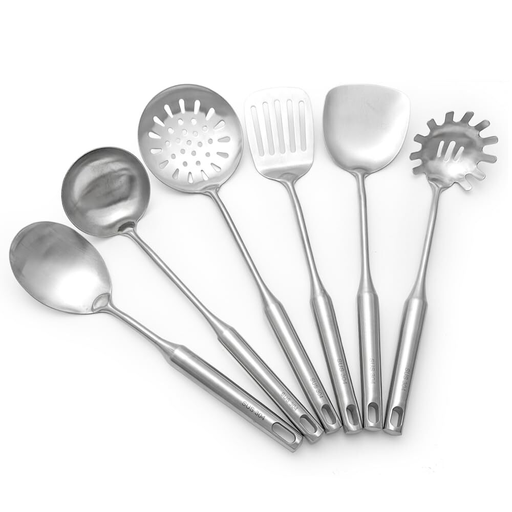 304 STAINLESS STEEL KITCHEN UTENSILS SET 6 PCS COOKING UTENSIL SPATULA SOUP SPOO