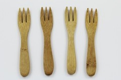 4 Pieces Bamboo Utensil Dessert Wooden Forks Bamboo Forks (USA seller)
