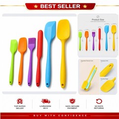 LeviLevo 6-Piece Silicone Spatula Set Heat Resistant Dishwasher Safe