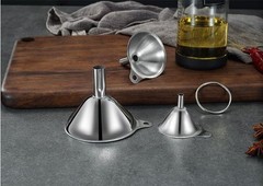 3PCS Kitchen Funnels Set,Stainless Metal Funnel for Filling Bottles – Silver
