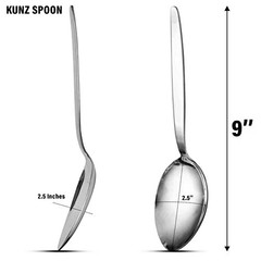 Chef Kunz Spoon | 9 inch 2.5 Tbsp18/10 Stainless Steel Serving | Silver