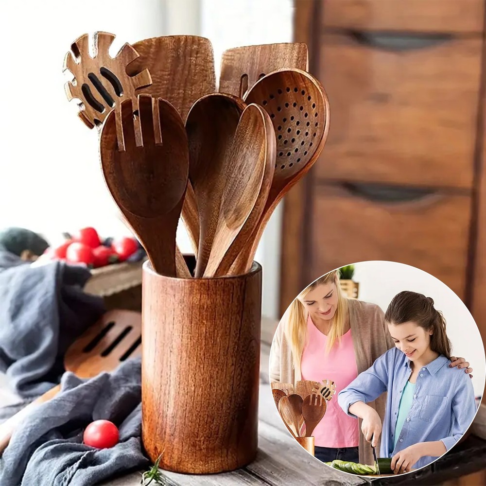 Wooden Kitchen Utensil Set – Natural Cooking Tools