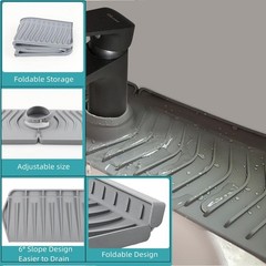 30 Inch Silicone Sink Splash Guard Faucet Drip Catcher Tray