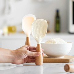1pcs Silicone Spoon Non-stick Cooking Spoon Anti-scalding Pot Rice High-temperat