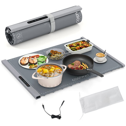 Food Warming Mat Rollable and Portable Electric Warming Tray with Fasting Heatin