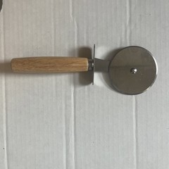 Curved Pizza Knife And Round Pizza Cutter Set Of 2 Stainless Steel Wood Handles