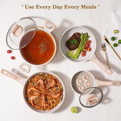 SODAY 12 Pcs Pots and Pans Set Non Stick, Cookware Sets 12 Pieces, White