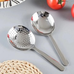 1Pc Big Head Stainless Steel Round Spoon Large Size Dining Spoon Rice Servin