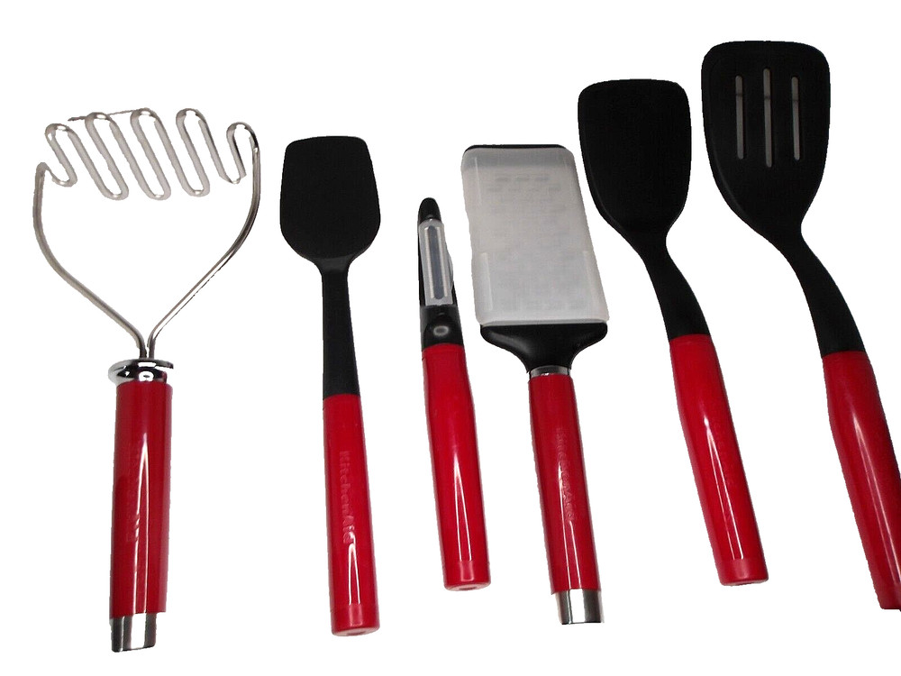 KitchenAid 6-Piece Set, Masher/Grater/Peeler/ 2 Turners/Scraper – Empire Red