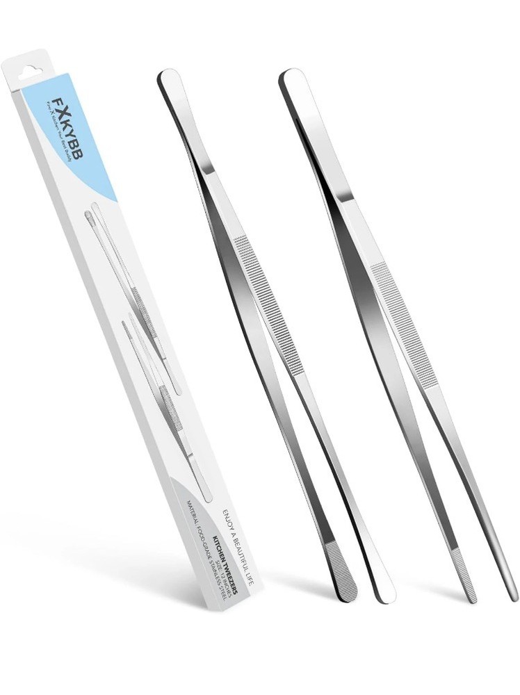 Stainless Steel Cooking Tweezers Tongs 12 Inch Kitchen Tools 2 Pack