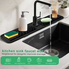 24 Inch Faucet Mat For Kitchen Sink ，5°Slope Fast Draining Silicone Mat