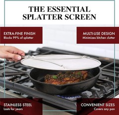 15 Inch Stainless Steel Frying Pan Splatter Guard Oil Splash Shield