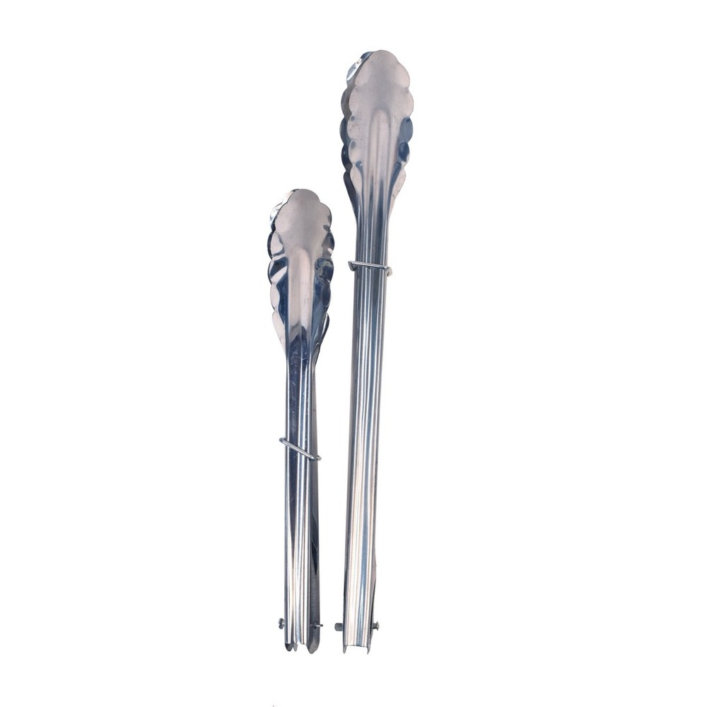 Set 2 Metal Small Large Barbecue Grilling Tongs BBQ Cooking Utensil Kitchen Tool