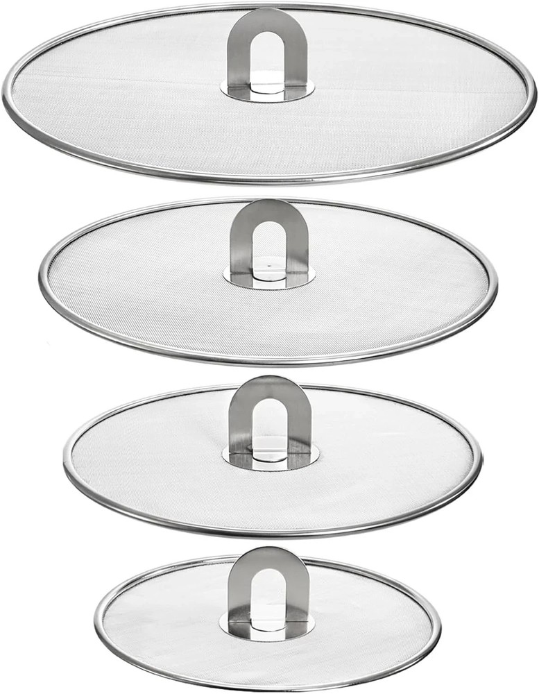 4 Pack Splatter Screen for Frying Pan, 13″, 11.5″, 10″, 8″ Stainless Steel Greas