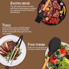 Umite Chef Kitchen Cooking Utensils Set, 33 pcs Non-Stick Silicone xl, Black