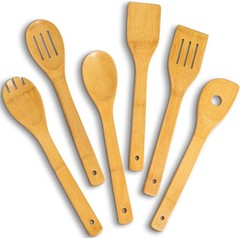 Cooking Utensil Set Bamboo Wooden Spoons Non-Stick Pan Safe Kitchen Tools 6pcs