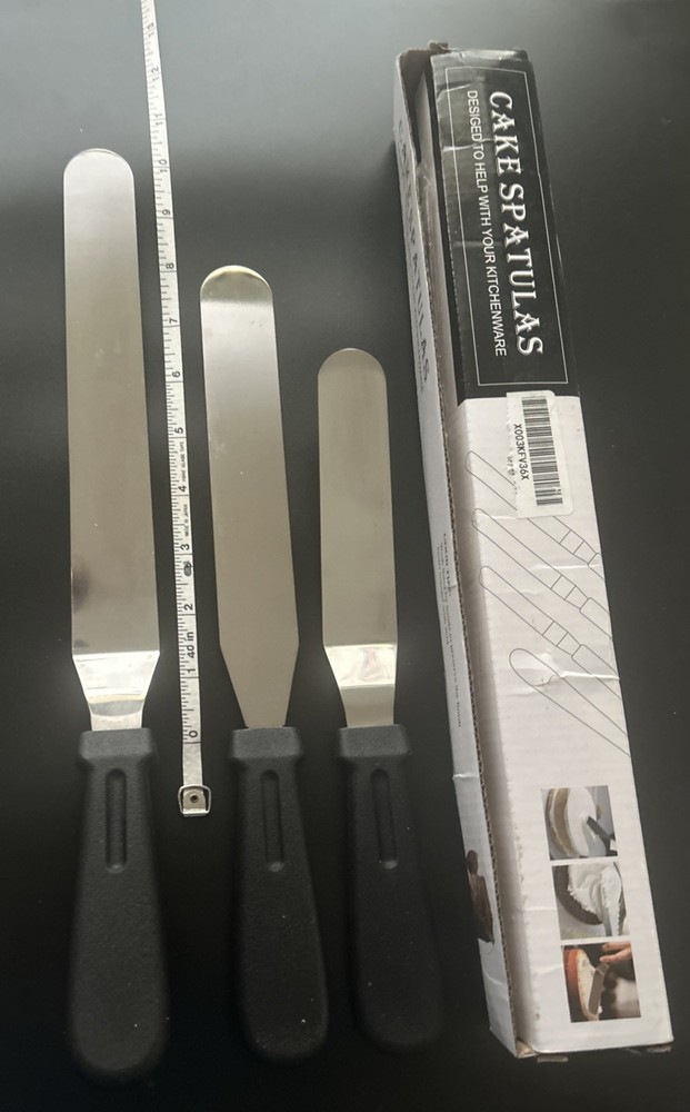 NOB 3 Pc Cake Spatula Set 10 8 & 6. Made In China. Stainless Steel