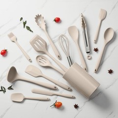 14 Pcs Silicone Cooking Utensils Set with Holder, Heat Resistant, Non-Stick, Dis