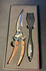 New Out Of box Silver Armadillo Premium Chef Scissors + Silicone Basting Brush