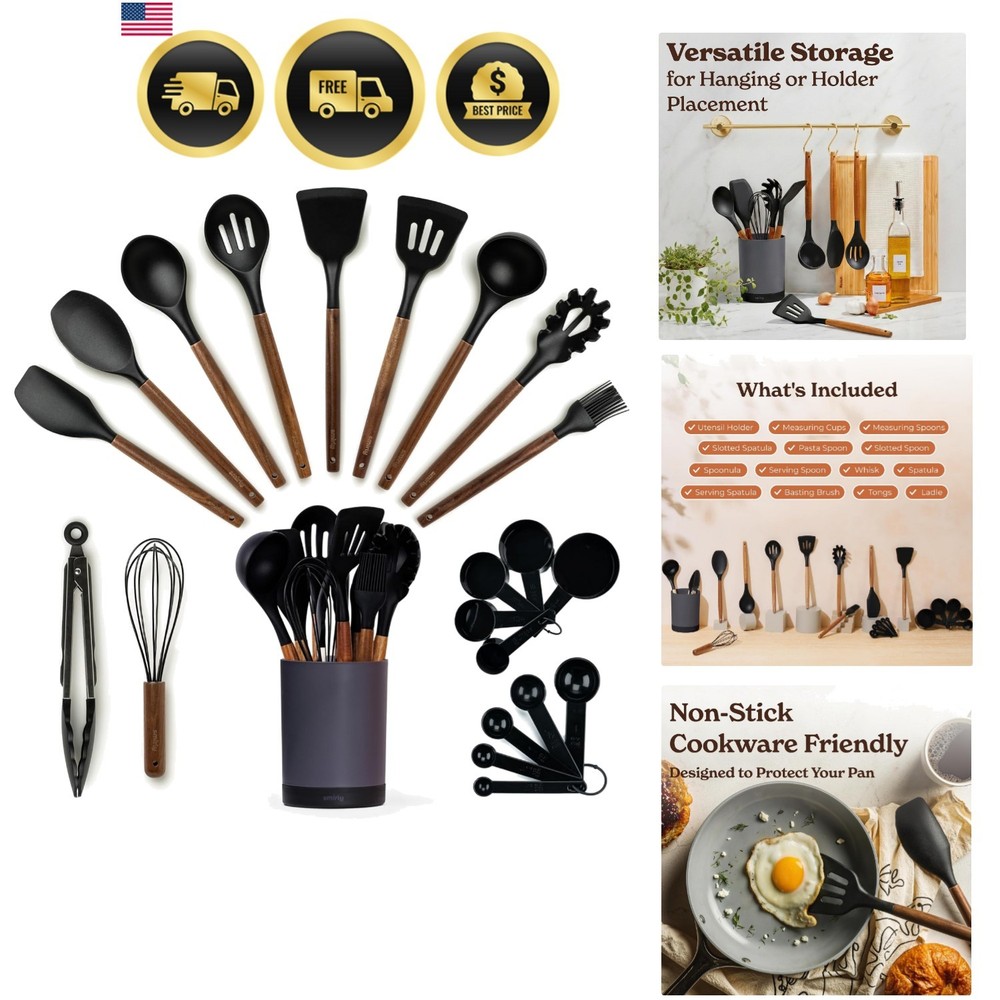 Kitchen Utensils Set – 22-Piece Silicone Cooking Utensils Set, Spatula Set wi…