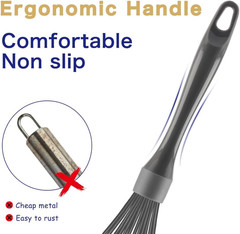 Dishwasher Safe Silicone Whisk, 12-Inch, Non-Scratch, Grey | Waterproof