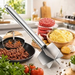 Stainless Steel Meat Chopper and Masher Ground Beef Masher Tool for Hamburger