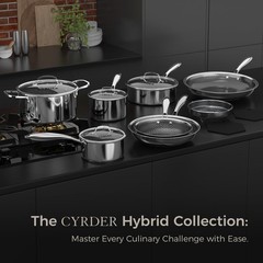 Nonstick Pots and Pans Set, 14 Piece Hybrid Hex Non Stick LARGE, Silver