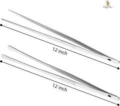 2 Pcs Kitchen Tweezer 12″ Straight & Round Tip Set Long Food Tongs Chef DIY Tool