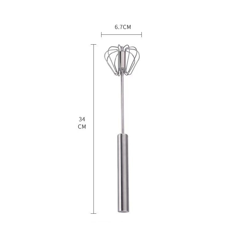 3x Stainless Steel Egg Whisk,Hand Push Rotary Whisk Blender,Versatile Easy Whisk
