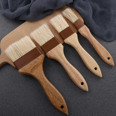 1 pc Wooden Handle Pastry Brush Flat Bristle Baking BBQ Oil Cooking Brush