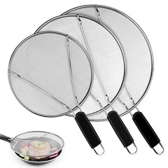 Splatter Screen for Frying Pan – 9.8″ 11.4″ 13″ Stainless Steel Fine Mesh Grease