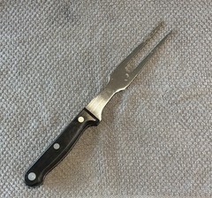 Meat Fork 10.5” Plastic Wood Handle Stainless Steel Japan Contour Handle