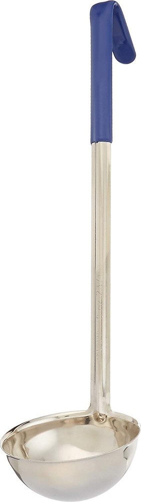 Winco LDC-8 Stainless Steel Ladle with Blue Handle, 8-Ounce, Medium