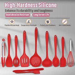 Silicone Kitchen Utensils Set, 23 Pcs Red Cooking Utensils Tools with Holder fo