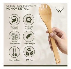 WOODLANDS USA Wooden Spoons for Cooking set of 6 safe for nonstick pans/Durable!