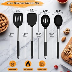 Silicone Cooking Utensils Set for Nonstick Cookware, 4Pcs Heat Resistant Kitc…