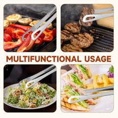 2×Stainless Steel Grill Tongs Kitchen Tweezers Cooking BBQ Steak Clamp Pastry US