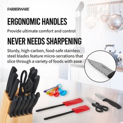 23 Piece Stainless Steel Cutlery Utensil Set Black Dishwasher Safe Kitchen Tools
