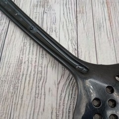 Vintage Ultratemp Black Round Slotted Holes Serving Spoon 2118 Robinson Knife