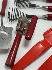 Vintage Red Handled Kitchen Tools And Utensils Lot Of 9