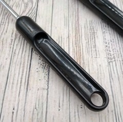 Vintage Nylon Slotted and Solid Serving Spoon Black Plastic Handle Unbranded