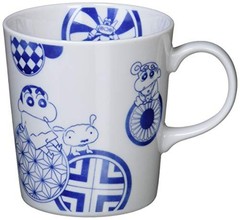 Yamaka Shoten Crayon Shin-chan Blue and White Mug with Round Crest CS22-11from