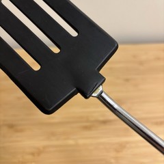 Vintage Ekco-Like Black White Plastic Slotted Spatula Turner Utensil Unbranded