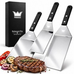 Premium Mirror Polished Stainless Steel Spatula Set – Griddle Spatula Set Wit…